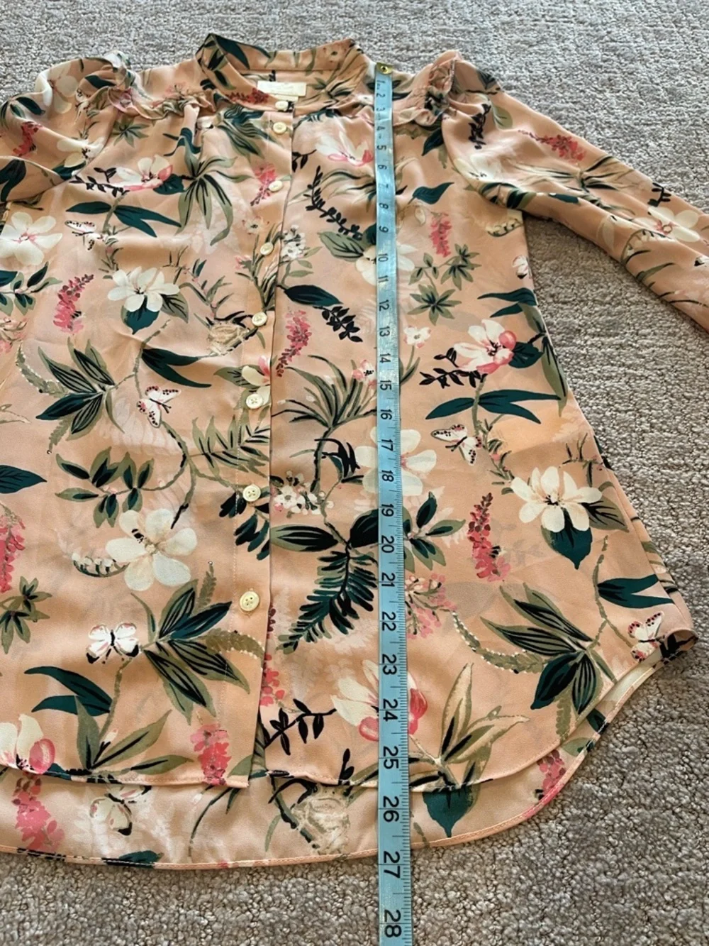 Kate Spade Botanical Floral Ruffle Collar Button-Front Blouse - Pink, Size XXS